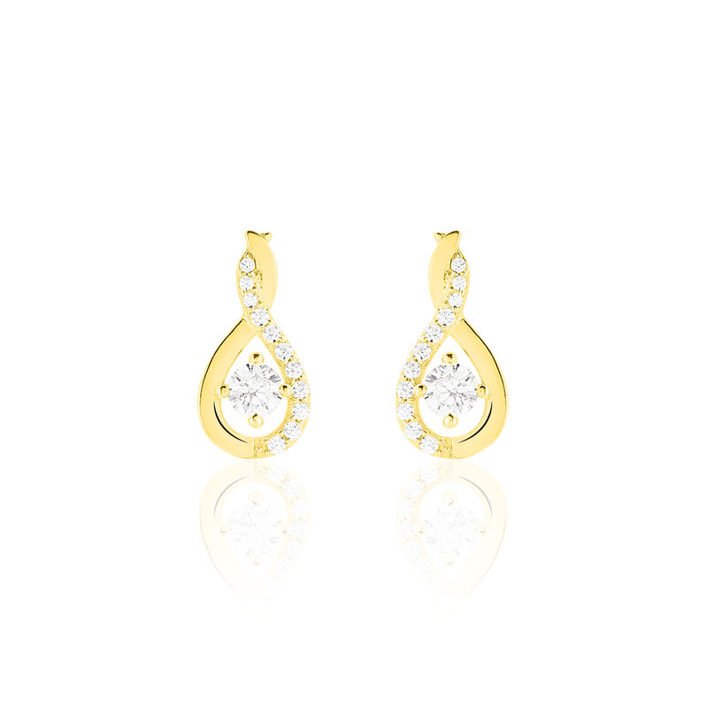 Damen Ohrringe Lang Gold 375 Zirkonia Tropfen Evana  - Ohrringe mit Stein Damen | OROVIVO