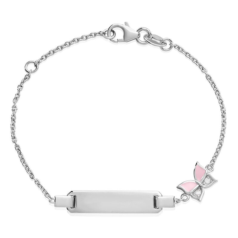 Lia Schmetterling Kinder ID Armband Silber 925 Andere Steine Wei&szlig; Schmetterling - Armb&auml;nder Kinder | OROVIVO