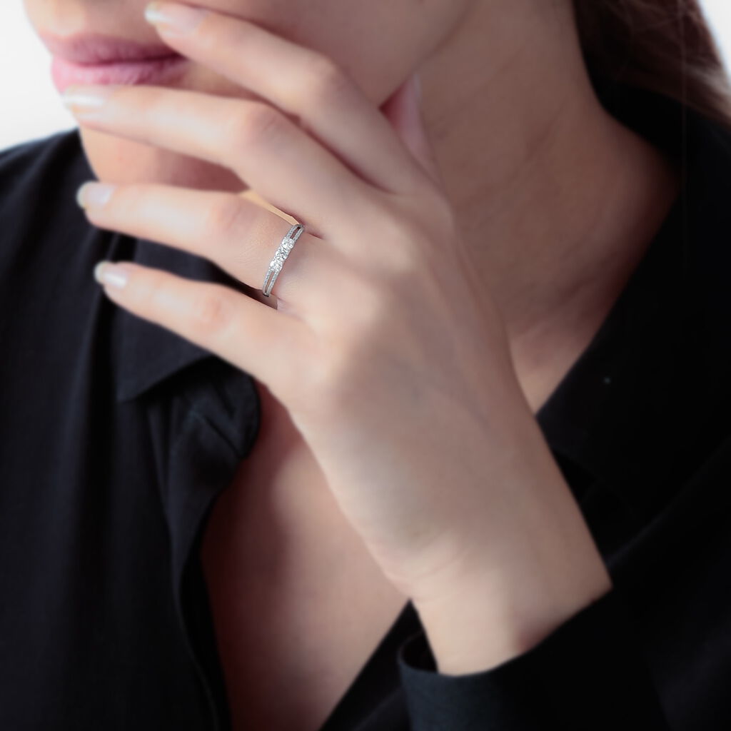 Bague Olivera Or Blanc Oxyde De Zirconium - Spannringe Damen | OROVIVO