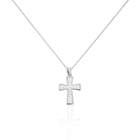 Damen Collier Silber 925 Zirkonia Religiöses Kreuz 45cm - Halsketten Damen | OROVIVO
