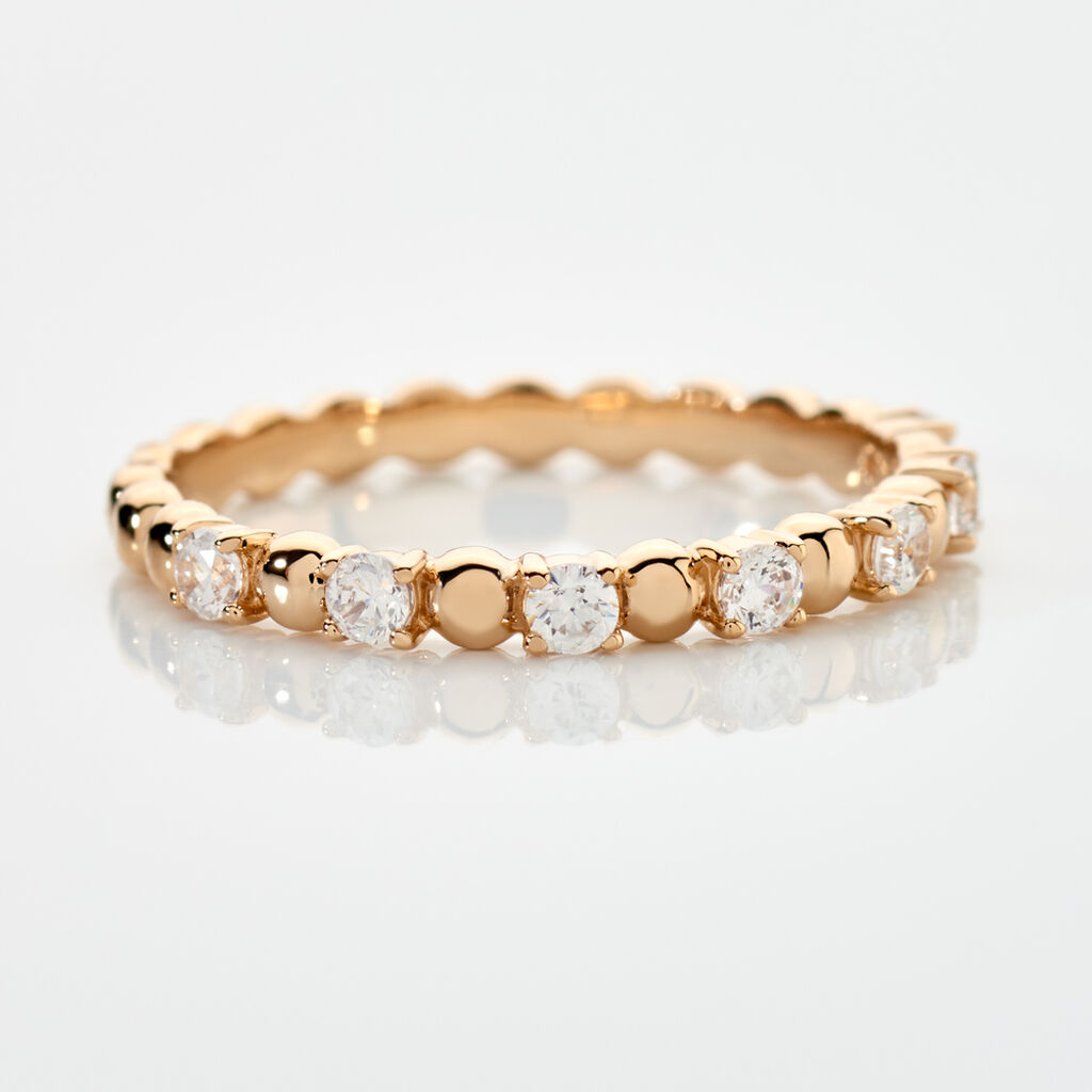 AMAYA Damen Ring Vergoldet Zirkonia Wei&szlig;