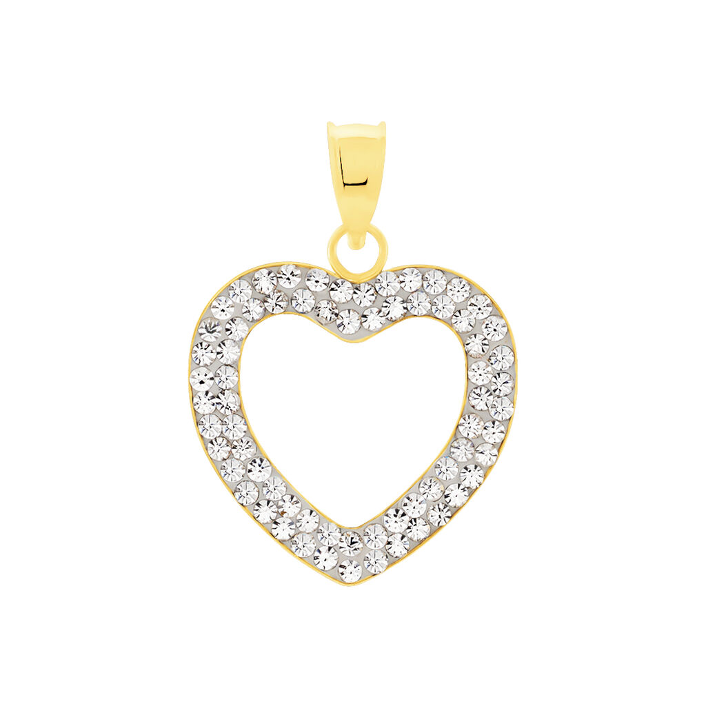 EUDOCIE HERZ 9 Damen Anhänger Gold 375 (9 Karat) Kristall Weiß Herz, Anhänger mit Stein