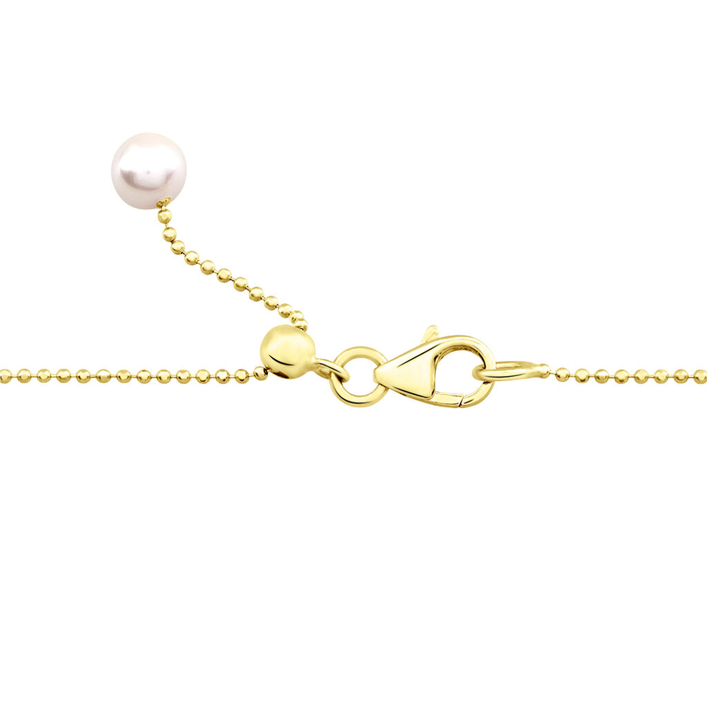 EMI Damen Kette Gold 585 (14 Karat) Akoyaperle Wei&szlig;