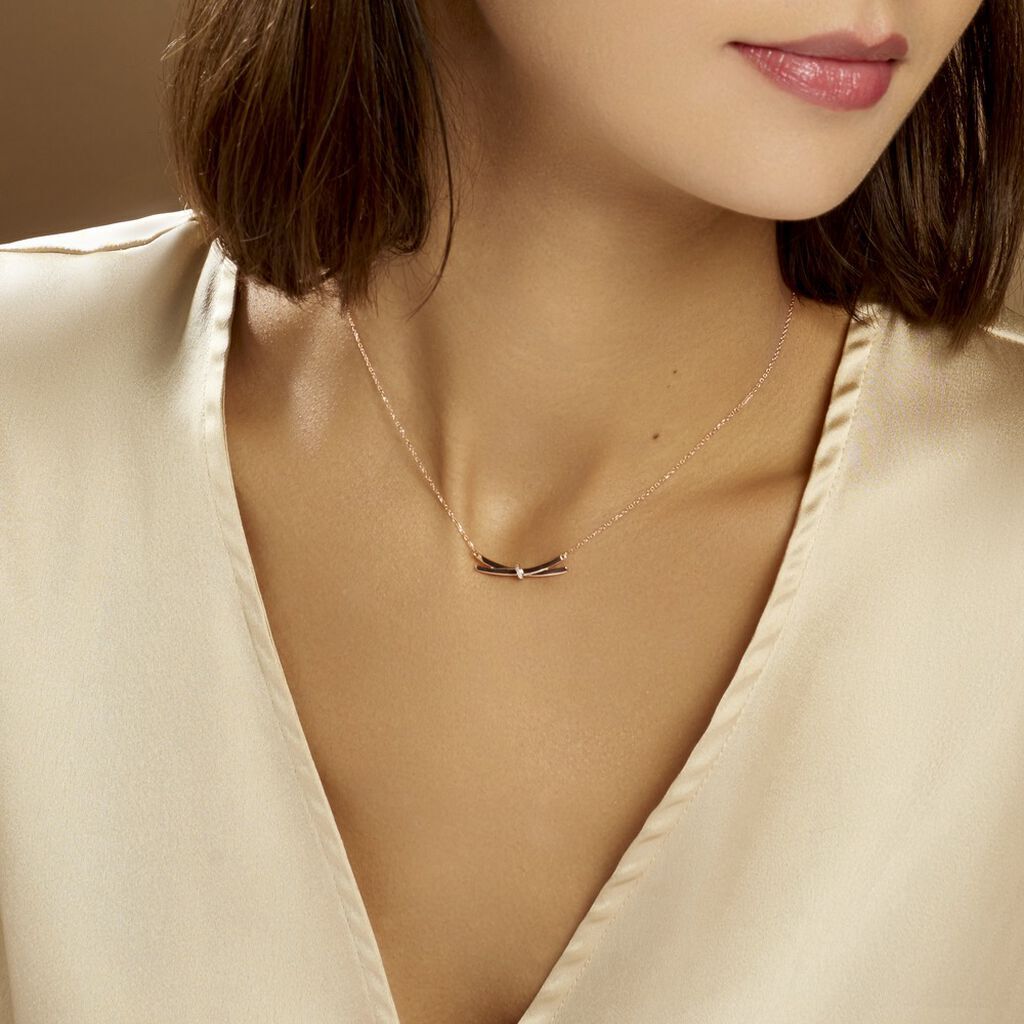 Damen Collier Rosegold 375 Diamant 0,01ct Knoten Ilvia - Halsketten Damen | OROVIVO