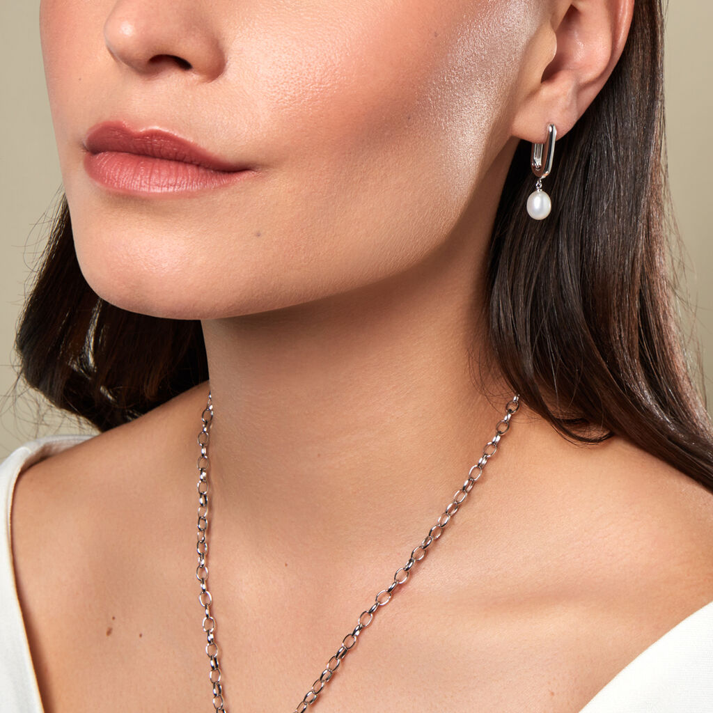 Damen Creolen Silber 925 Halbrund Weiß Tayla 6,00mm -  Damen | OROVIVO