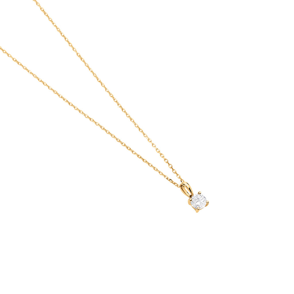 AURELA Damen Collier Gold 585 (14 Karat) Synthetischer Diamant Wei&szlig; 0,25 ct