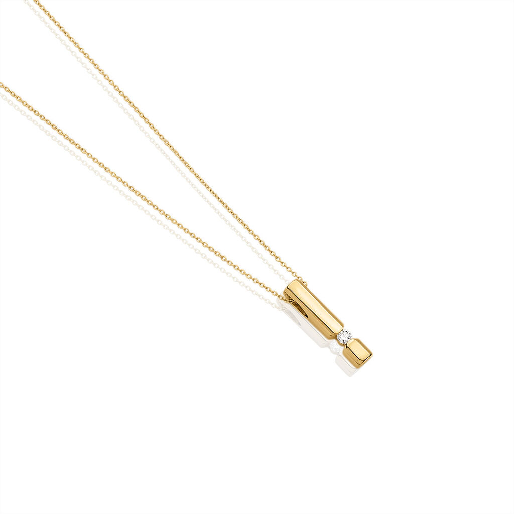 Thumbnail - Damen Collier Gold 585 Rund Weiß Sanina 4,5cm, Collier mit Stein