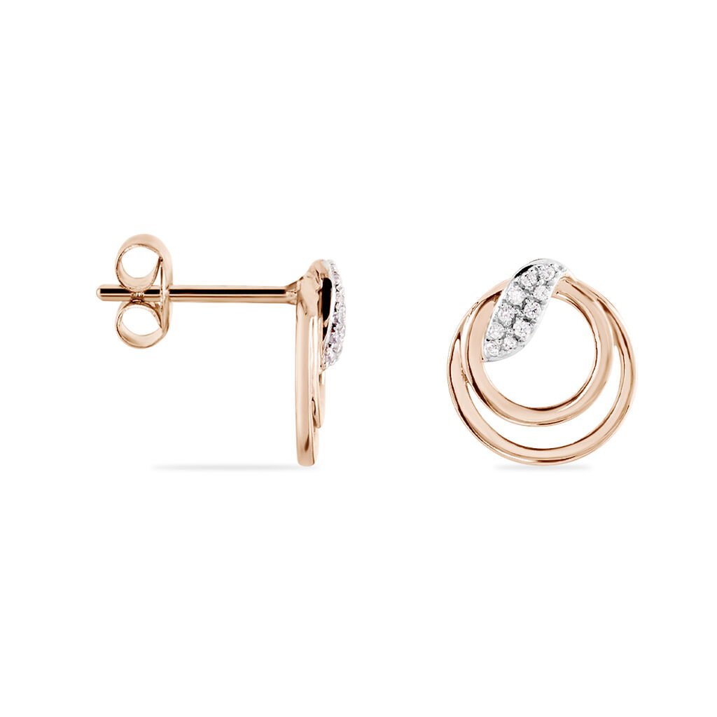 MIRANDA Damen Ohrstecker Rosegold 375 (9 Karat) Zirkonia Wei&szlig; Kreis