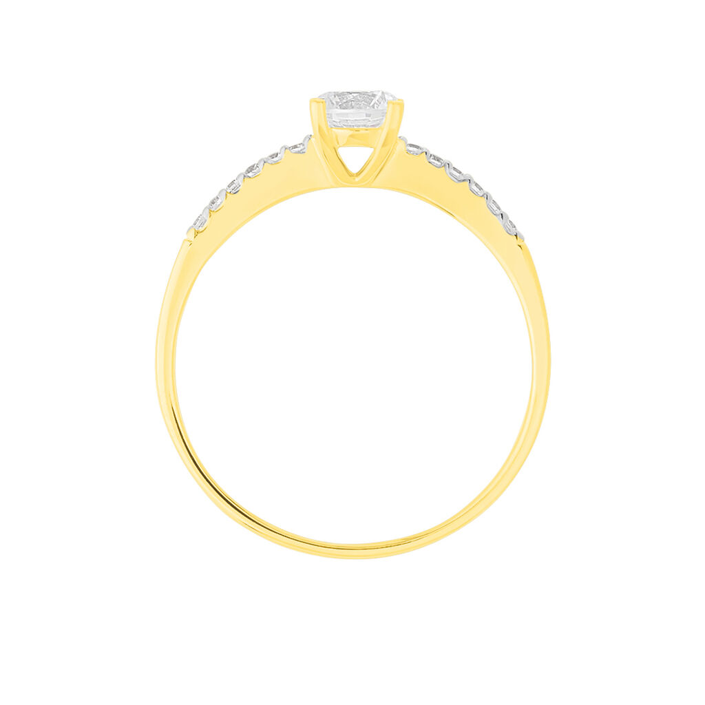 Damen Ring Gold 375 (9 Karat) Zirkonia Wei&szlig; 0,940 ct B 20 mm