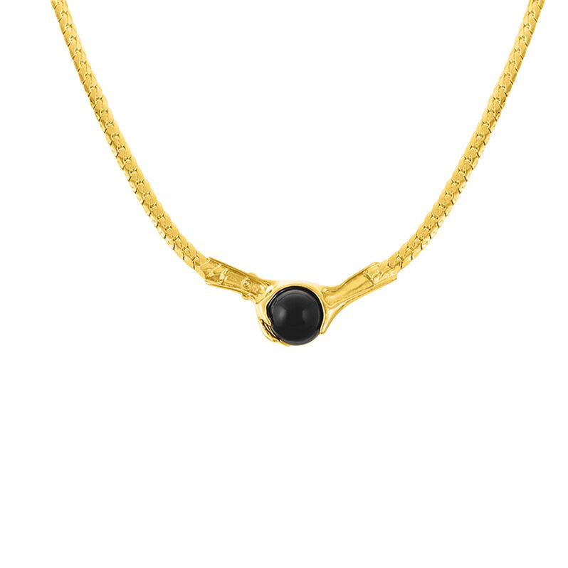 Collier Laiton Dore Mains Et Onyx 40cm - Spannringe Damen | OROVIVO