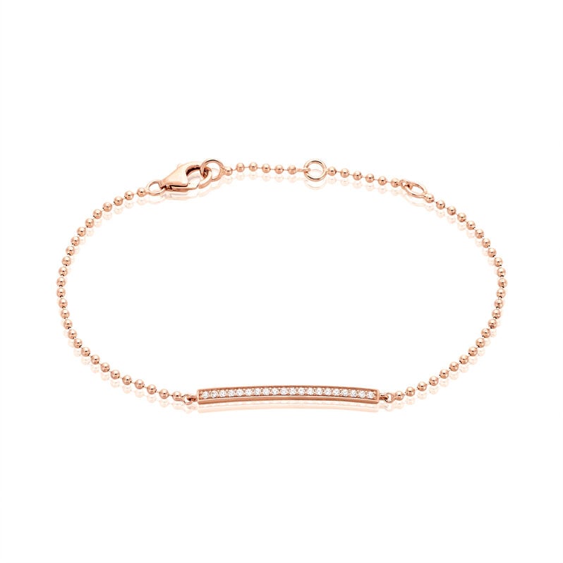 NUSCHKA Damen Armband Rosevergoldet Zirkonia Wei&szlig; Barren - Kugelarmb&auml;nder Damen | OROVIVO