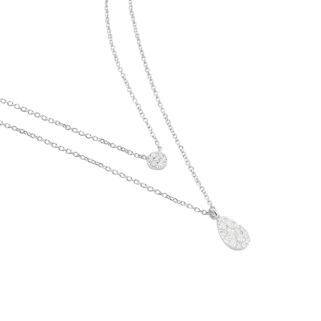 Damen Collier Weißgold 375 Diamant 0,17ct Tropfen - Halsketten Damen | OROVIVO