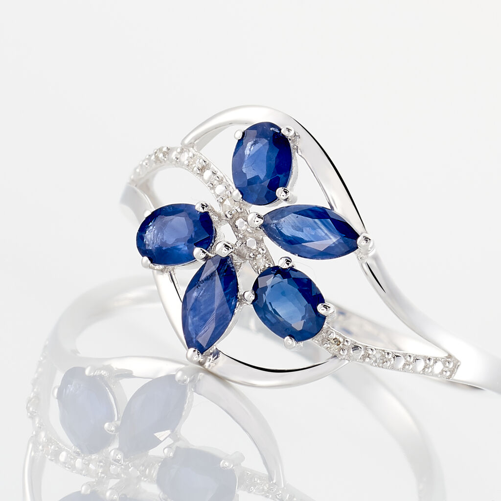 Bague Orchidee Or Blanc Saphir Diamant - Spannringe Damen | OROVIVO