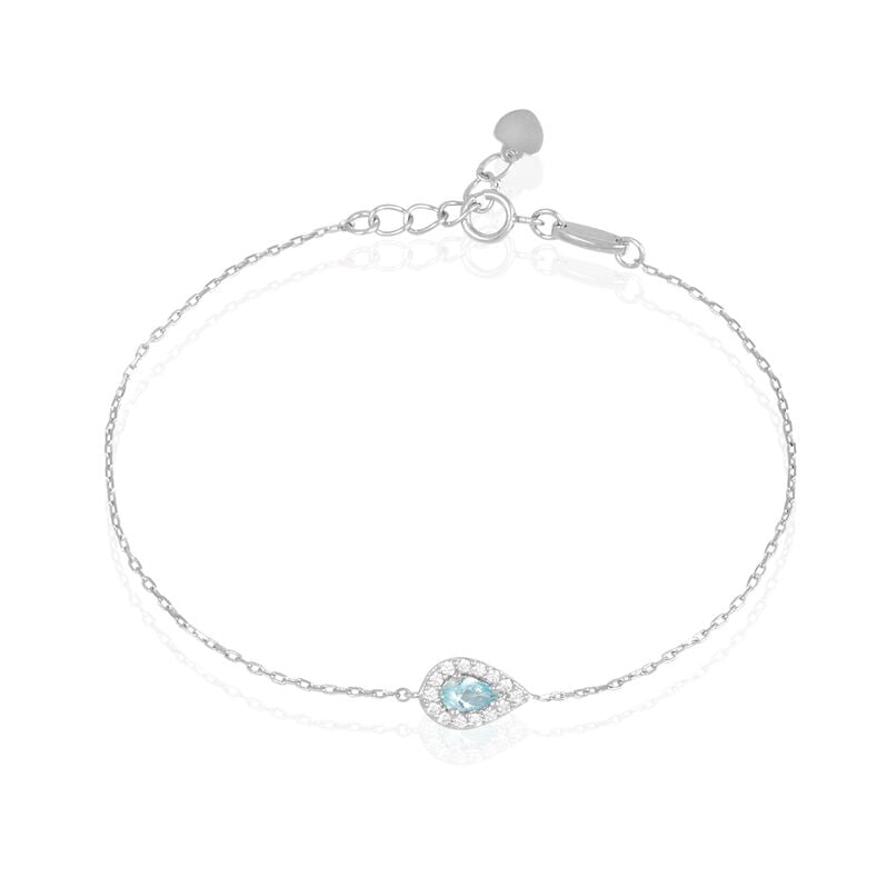 TANIA Damen Armband Silber 925 Synthetischer Stein Blau Tropfen - Armb&auml;nder mit Anh&auml;nger Damen | OROVIVO