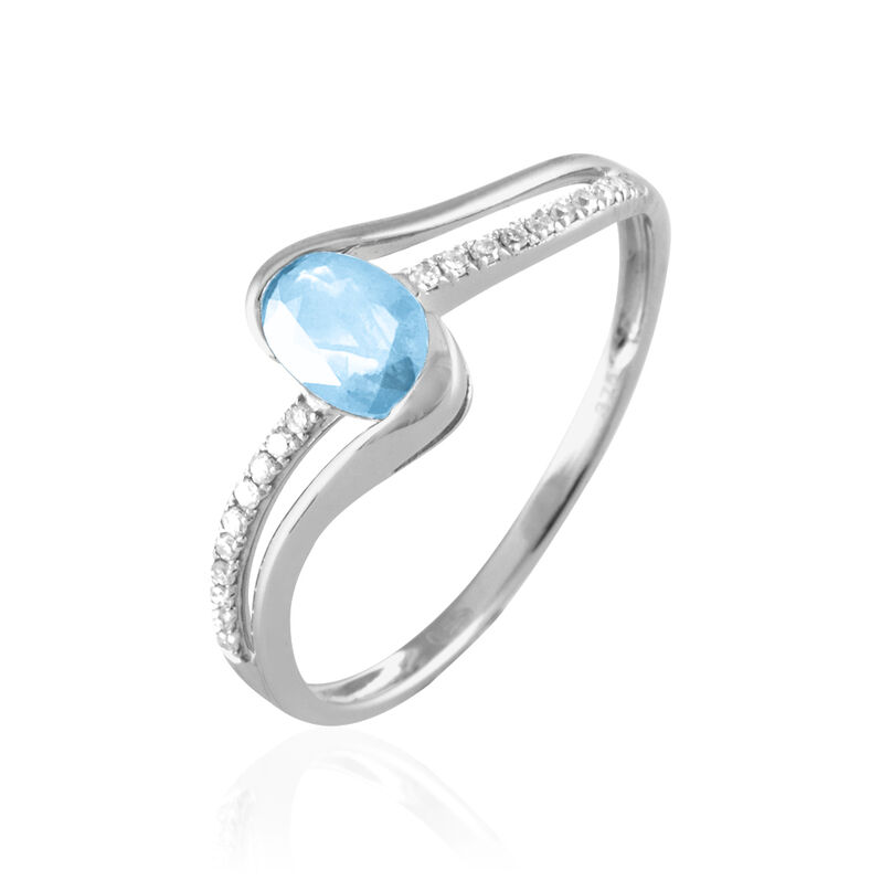 Bague Anja Or Blanc Topaze Et Diamant - Spannringe Damen | OROVIVO