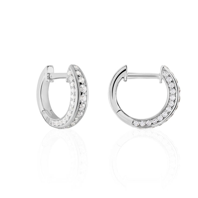 EVE 2 Damen Creolen Silber 925 Zirkonia Wei&szlig; - Creolen Damen | OROVIVO