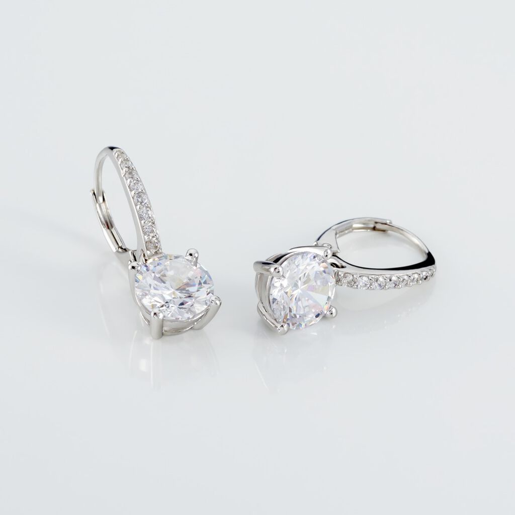 PAULINA Damen Ohrringe Lang Silber 925 Zirkonia Wei&szlig; 5,97 ct