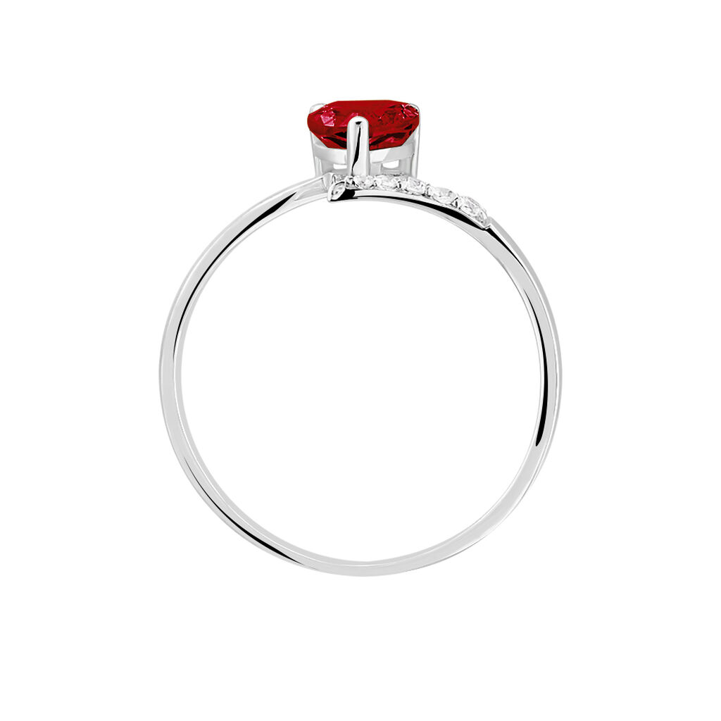 Bague Eva Or Blanc Grenat Et Diamant - Spannringe Damen | OROVIVO