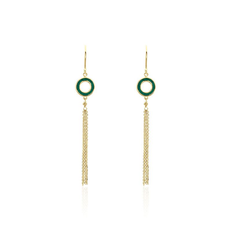 Boucles D'oreilles Pendantes Chila Or Jaune Malachite - Spannringe Damen | OROVIVO