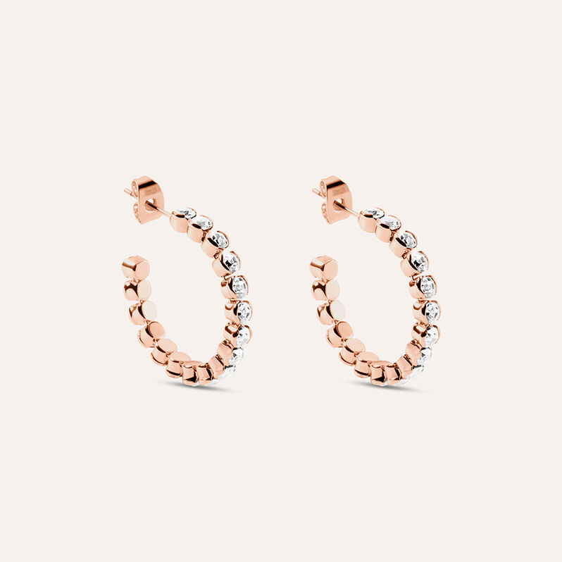Orecchini A Cerchio Romantic Shine Metallo Rosa Cristallo - Spannringe Damen | OROVIVO