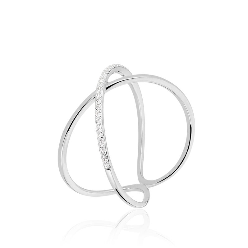 Bague Ilinka Or Blanc Oxyde De Zirconium - Spannringe Damen | OROVIVO