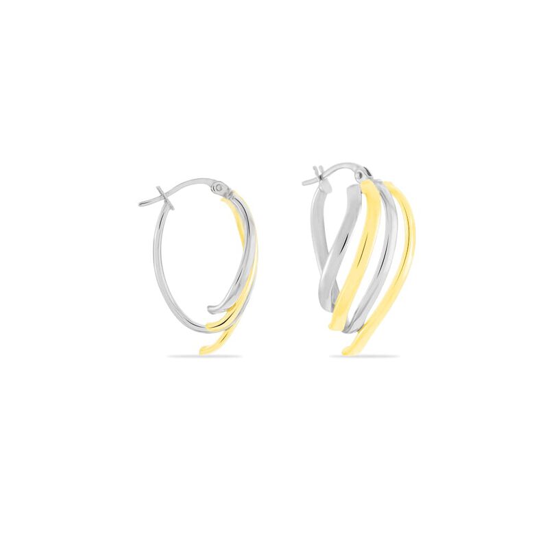 Damen Creolen Gold Bicolor 375 (9 Karat) Welle B 1,3 mm - Creolen Damen | OROVIVO