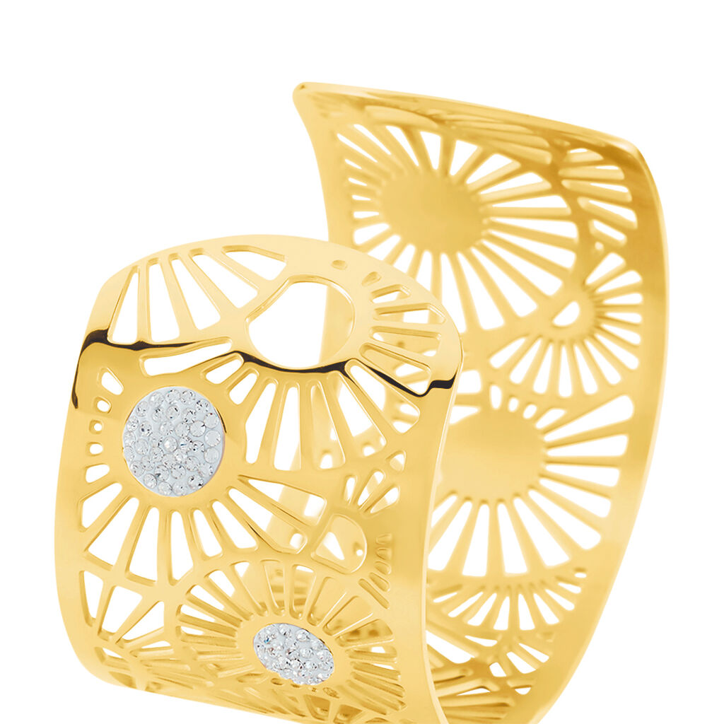 Jonc Acier Dore Imagine Florette Strass Multifleurs - Spannringe Damen | OROVIVO