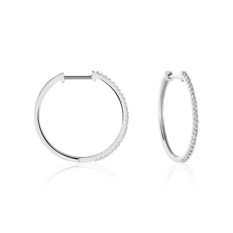 Damen Creolen Weißgold 375 Diamant 0,18ct Aryanna 20,50mm 0,95mm  - Creolen Damen | OROVIVO