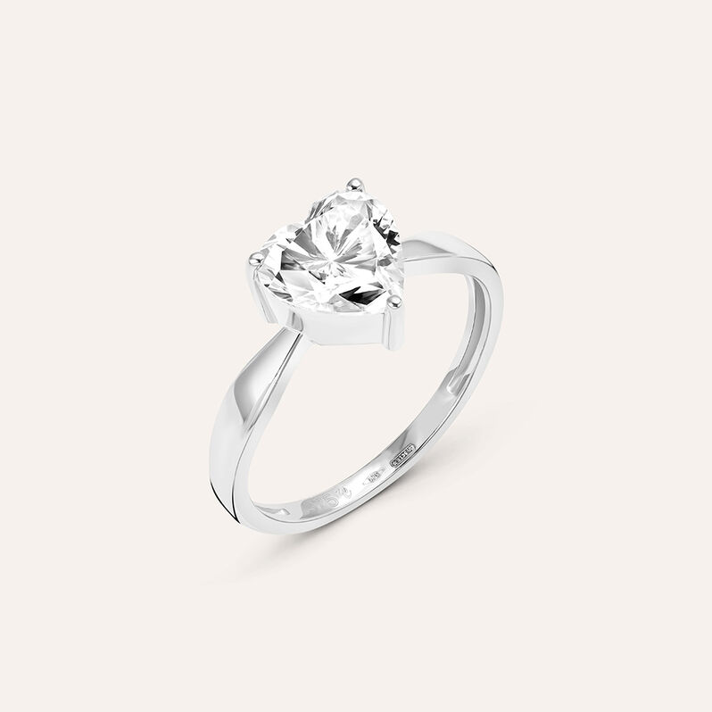 Anello Solitario Claire Oro Bianco Cubic Zirconia - Spannringe Damen | OROVIVO