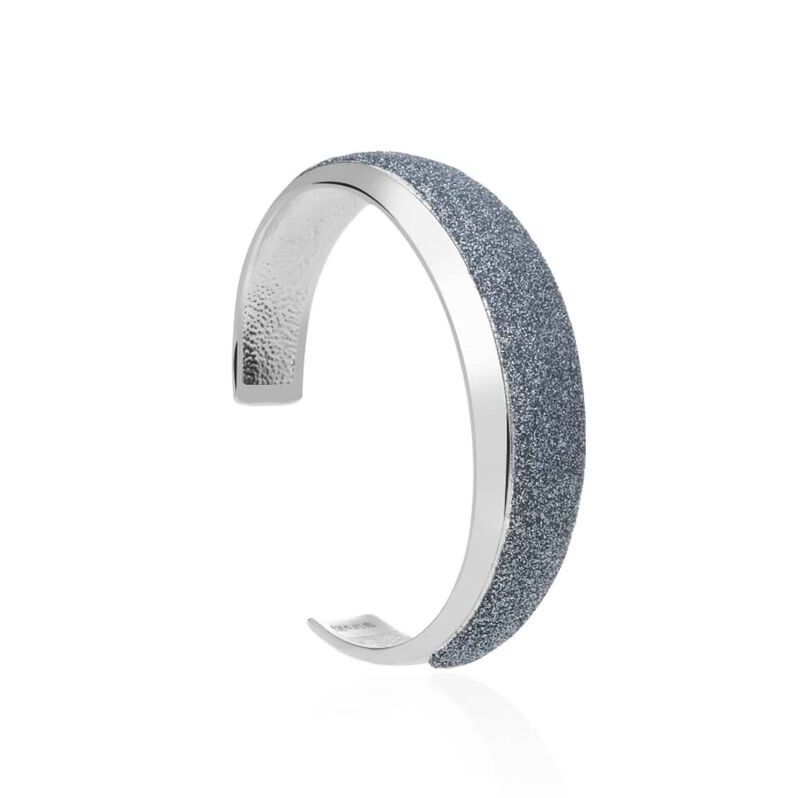 Bangle in ottone rodiato e glitter antracite - Spannringe Damen | OROVIVO