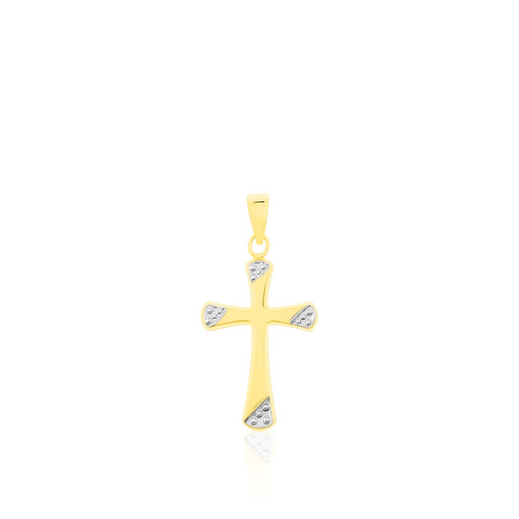 Kreuz Anhänger Gold 585 Bicolor Mirjam, Anhänger ohne Stein