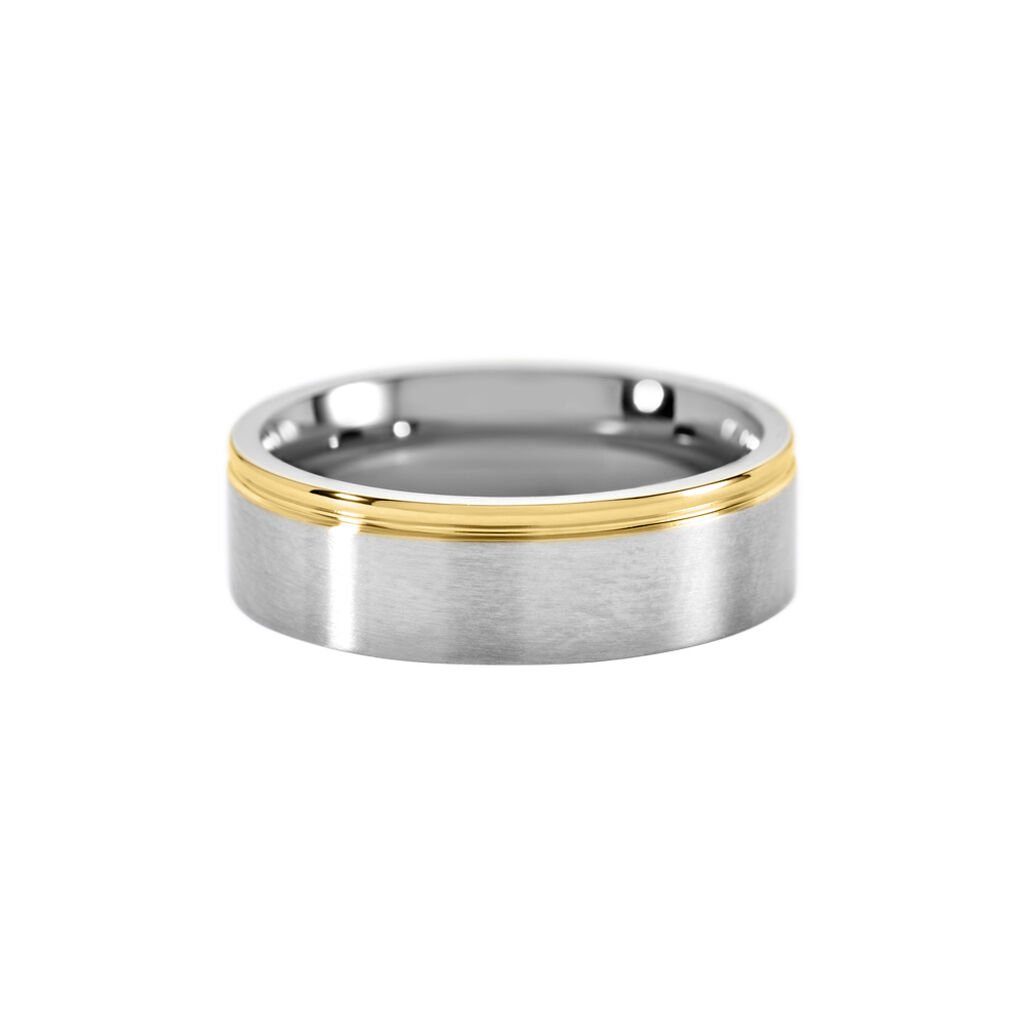 BOND Unisex Ring Edelstahl Bicolor Gold/Silber B 6 mm