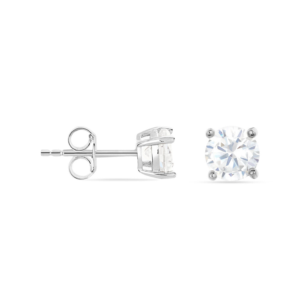 Damen Ohrstecker Silber 925 Zirkonia Wei&szlig; 0,5 ct