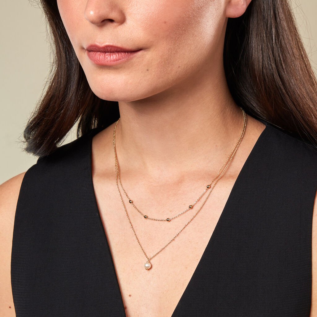 Damen Collier Silber vergoldet 925 Rund Weiß Deanna 4,3cm 13mm -  Damen | OROVIVO