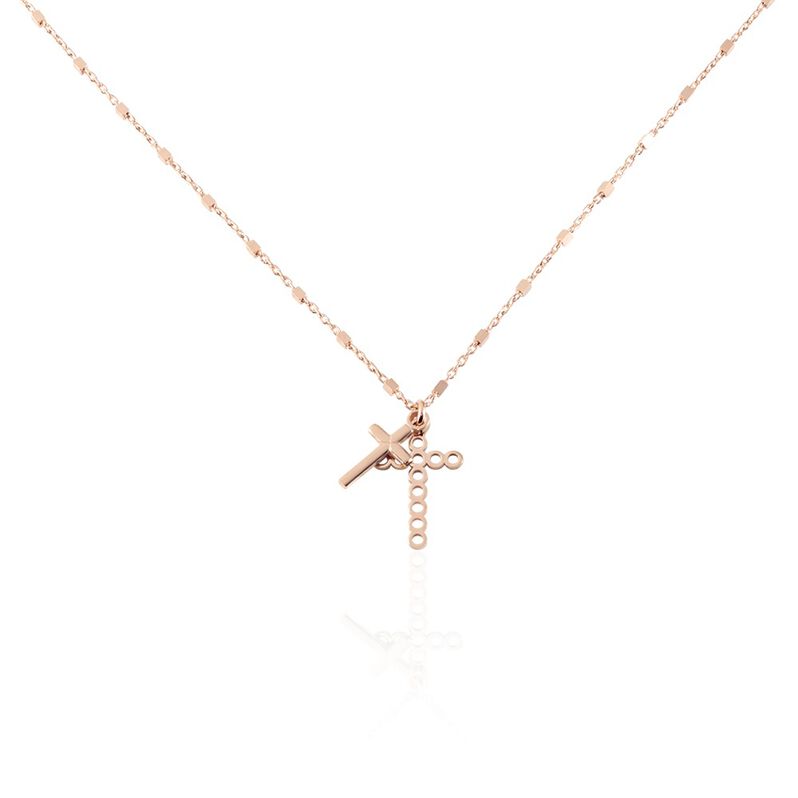 BORIANA Damen Collier Silber rosevergoldet 925 Religi&ouml;ses Kreuz - Halsketten Damen | OROVIVO