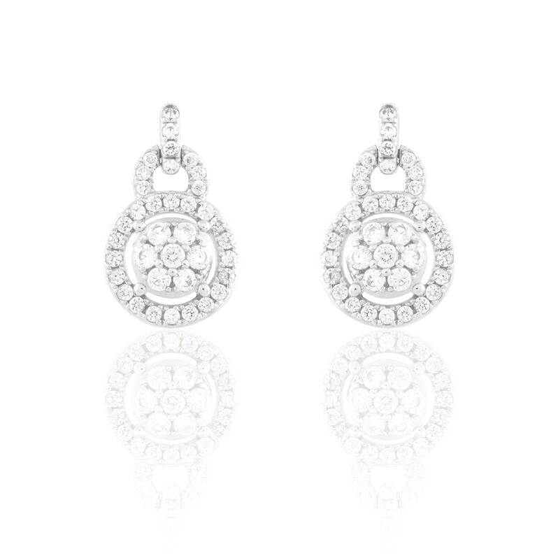 Boucles D'oreilles Puces Or Blanc Oxyde De Zirconium - Spannringe Damen | OROVIVO