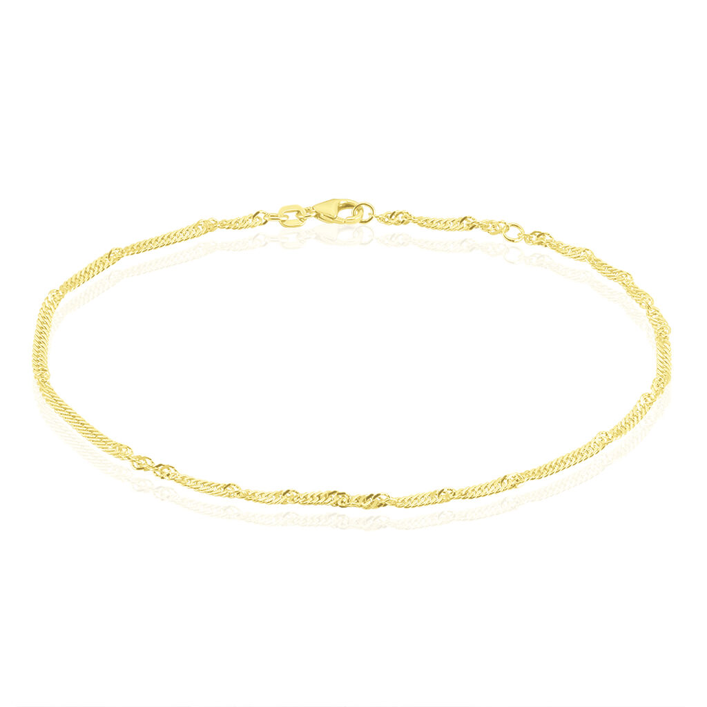 SINGAPUR S FUSS Damen Fußkette Silber vergoldet 925 B 2,4 mm, Fußkette ohne Stein