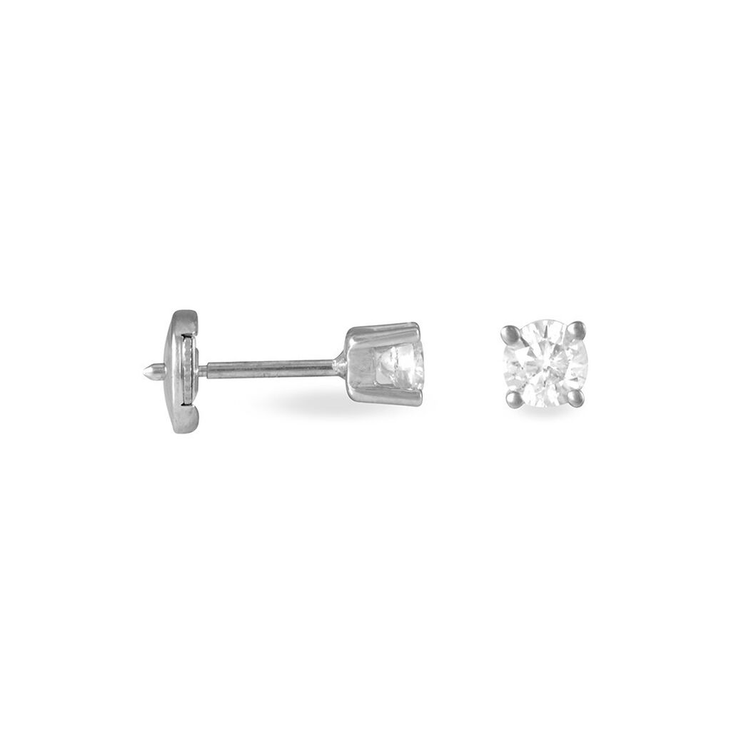 Boucles D'oreilles Puces Collection Victoria Or Blanc Diamant - Spannringe Damen | OROVIVO