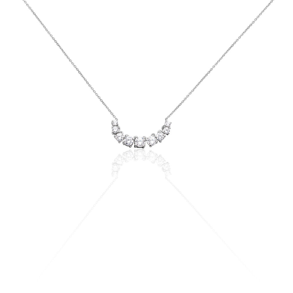 Damen Collier Weißgold 375 Zirkonia Barren Mond Alice 2 - Halsketten Damen | OROVIVO