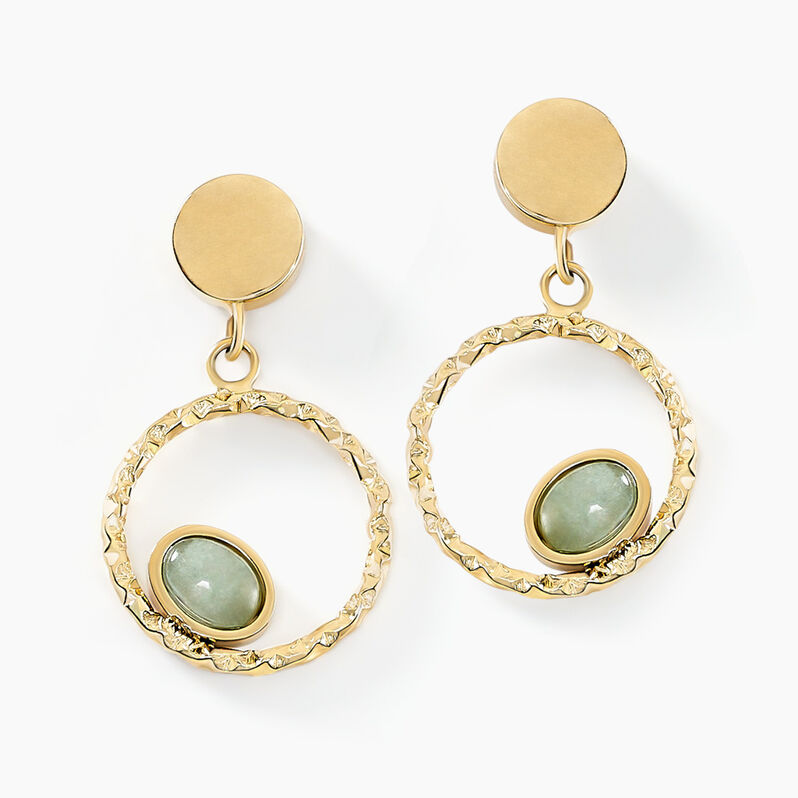 Boucles D'oreilles Pendantes Acier Doré Amazonite - Spannringe Damen | OROVIVO