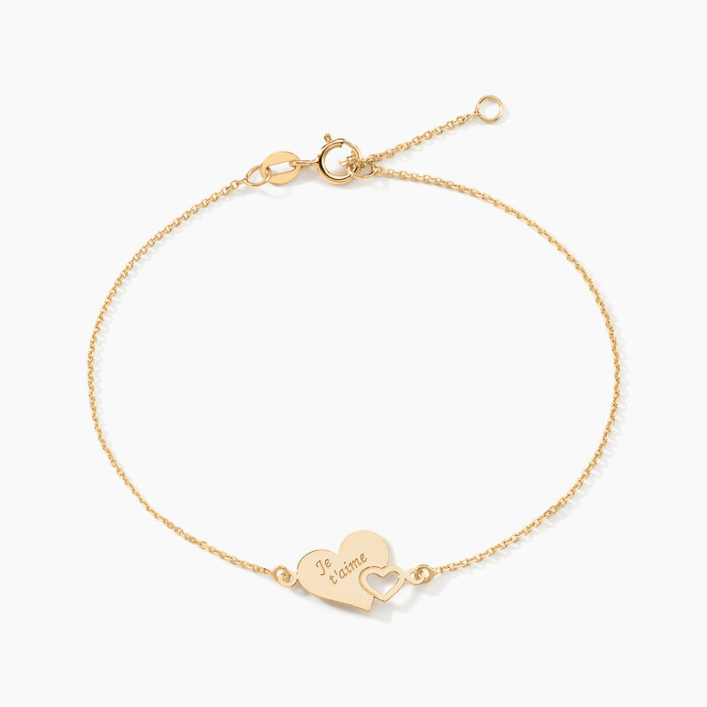 Bracelet Or Jaune Edosa Motif Cœur - Spannringe Damen | OROVIVO