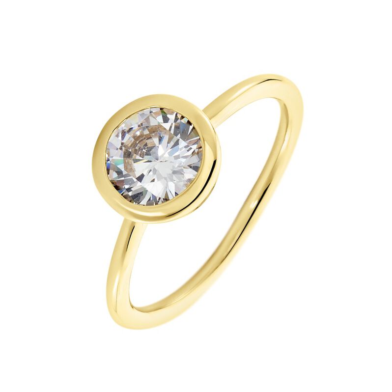 MALENA Damen Ring Vergoldet 750 Zirkonia Wei&szlig; 0,5 ct B 8 mm - Verlobungsringe Damen | OROVIVO