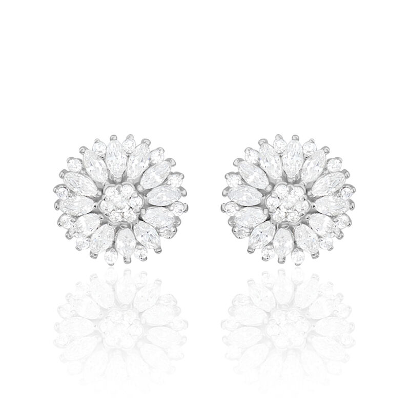 HYELANA Damen Ohrstecker Silber 925 Zirkonia Wei&szlig; Schneeflocke - Ohrstecker Damen | OROVIVO