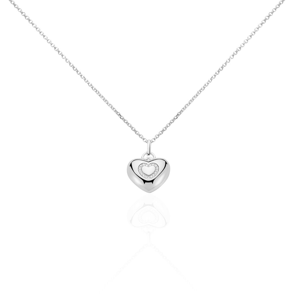 LINDAA Damen Collier Silber 925 Zirkonia Wei&szlig; 0,17 ct Herz