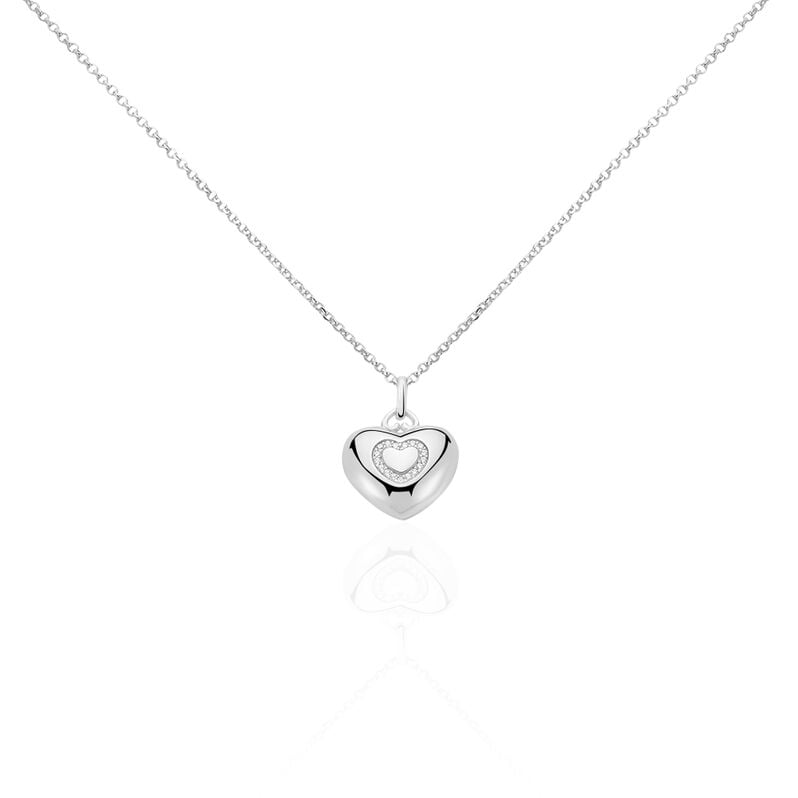 LINDAA Damen Collier Silber 925 Zirkonia Wei&szlig; 0,17 ct Herz - Halsketten Damen | OROVIVO
