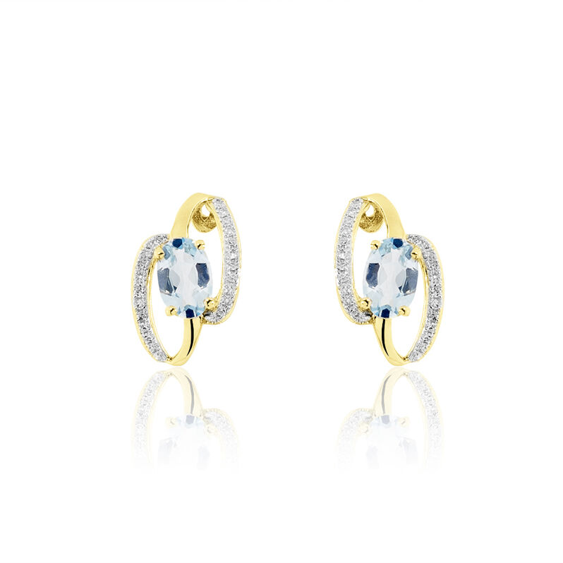 Boucles D'oreilles Puces Or Jaune Topaze Et Diamant - Spannringe Damen | OROVIVO