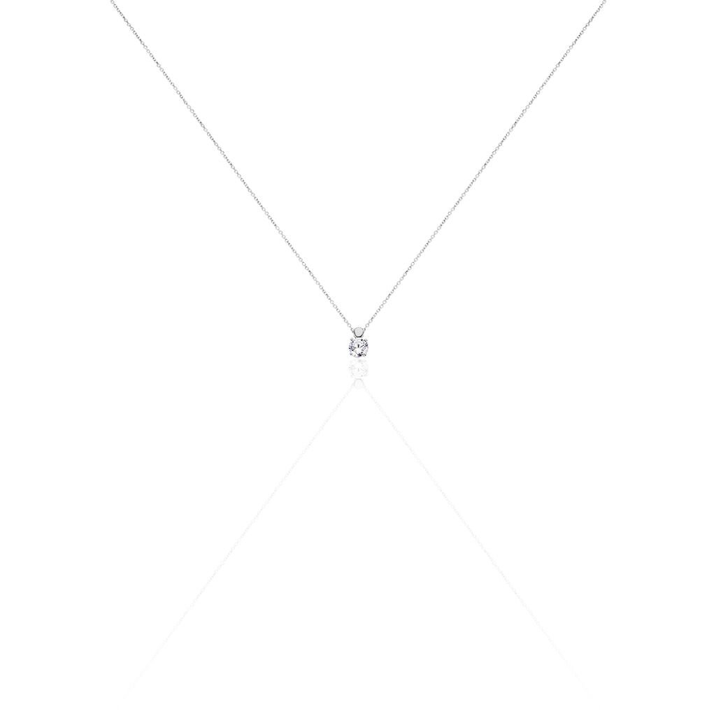 KRAPPE 4 Damen Collier Weißgold 375 (9 Karat) Zirkonia Weiß 0,48 ct Kreis, Collier mit Stein