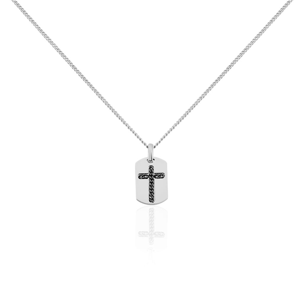 Herren Halskette Silber 925 Kreuz Dog Tag Gravur - Ketten ohne Stein Herren | OROVIVO