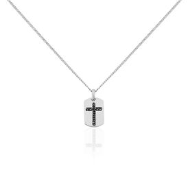 Herren Halskette Silber 925 Kreuz Dog Tag Gravur - Ketten ohne Stein Herren | OROVIVO