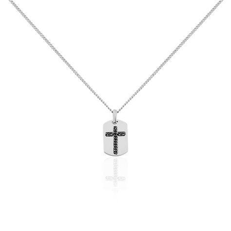 Herren Halskette Silber 925 Kreuz Dog Tag Gravur - Halsketten Herren | OROVIVO